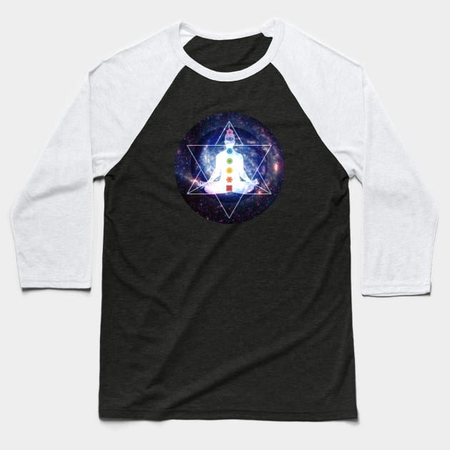 Merkaba Lightbody Chakra Meditation Baseball T-Shirt by Bluepress